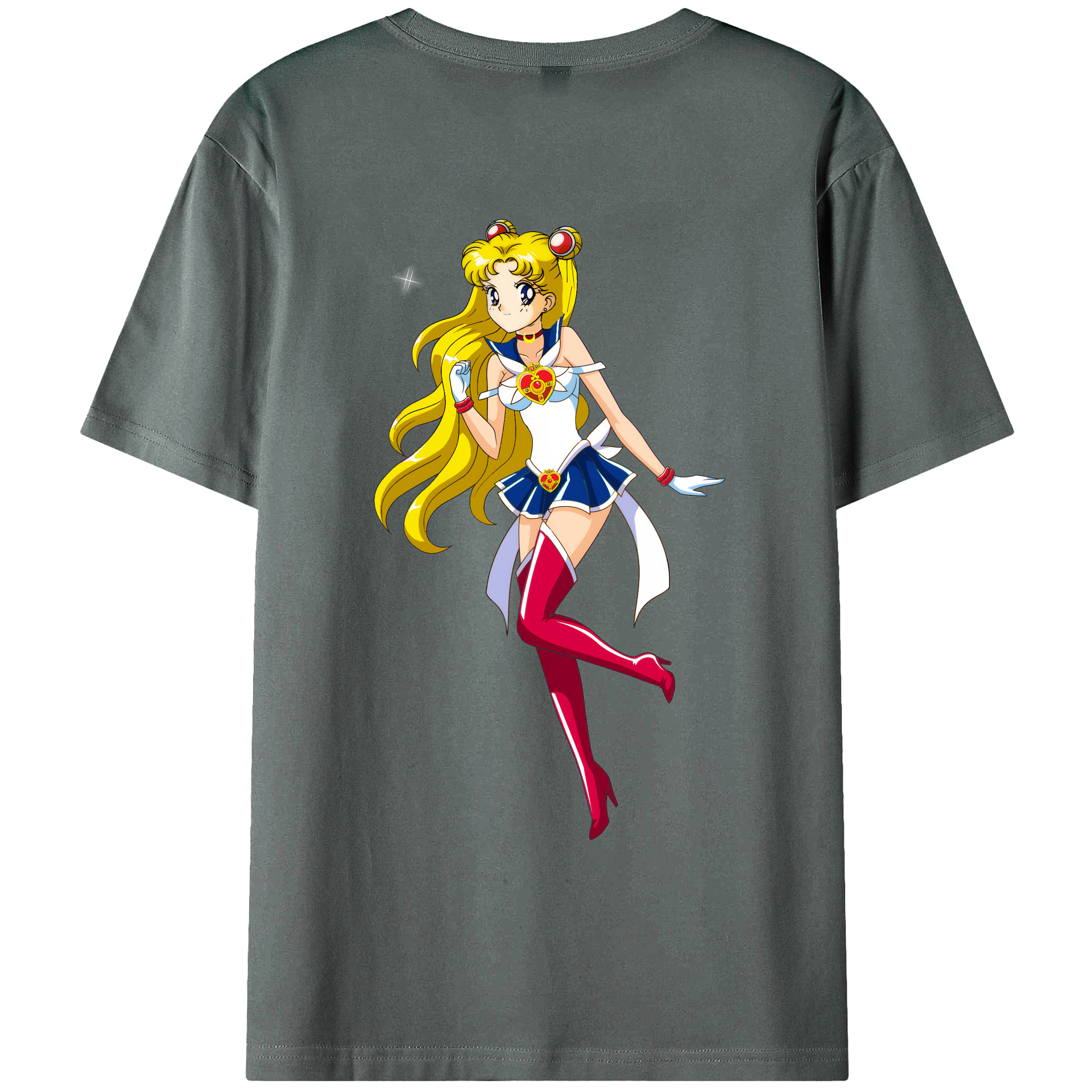 （画像用） 美少女戦士セーラームーン 月野 うさぎ つきの うさぎ Sailor Moon Tsukino Usagi 綿100％ メンズ半袖Tシャツ（バックプリント） 通気性